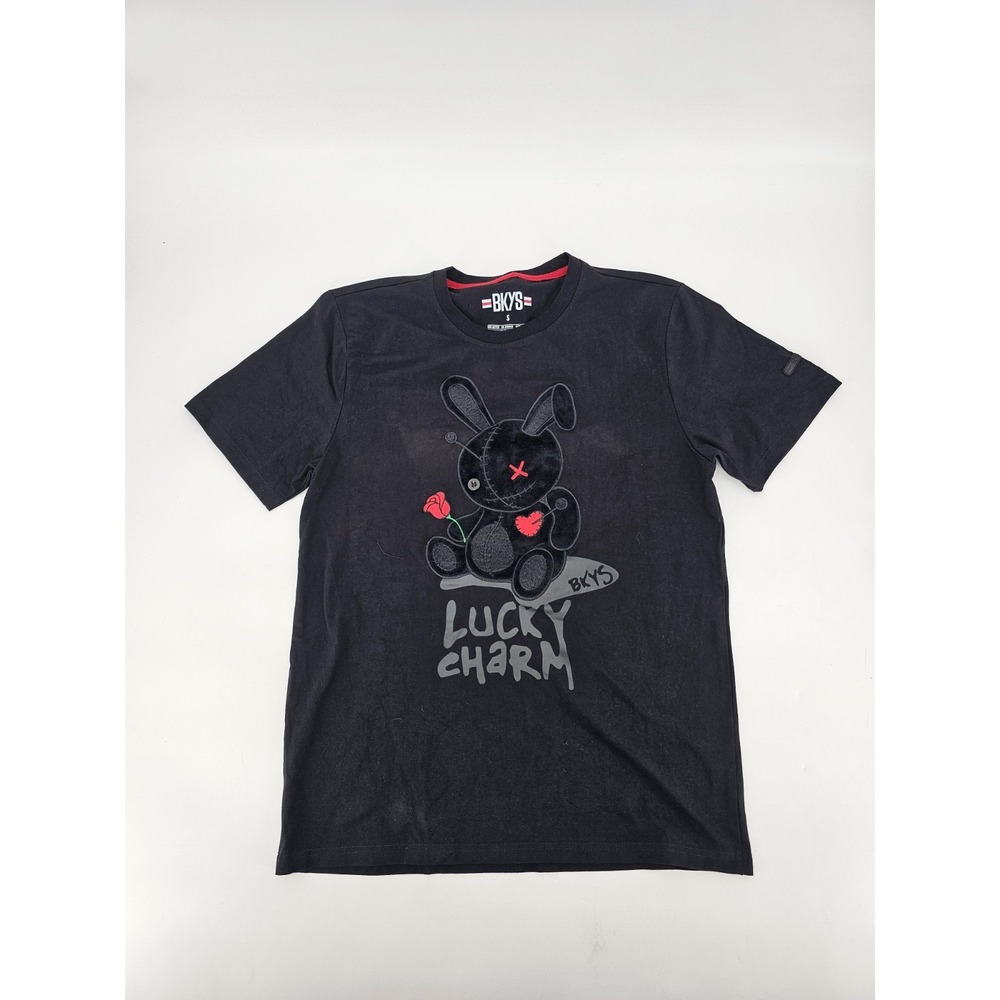 BKYS Lucky Charm Black Short Sleeve T Shirt Logo Relaxed Fit Crewneck M's Sz S